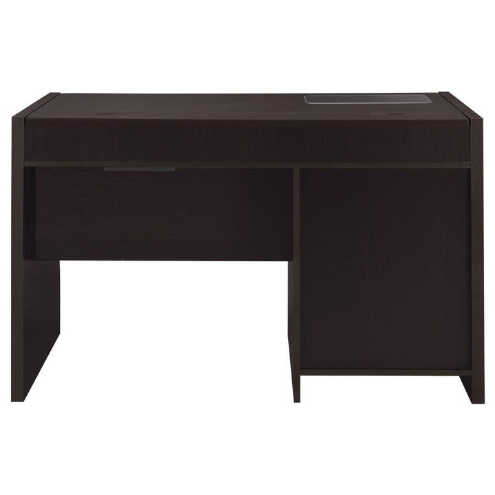 Halston - 2 - Drawer Office Desk With Cabinet - Cappuccino Computer Desk modern furniture Contempo Furniture