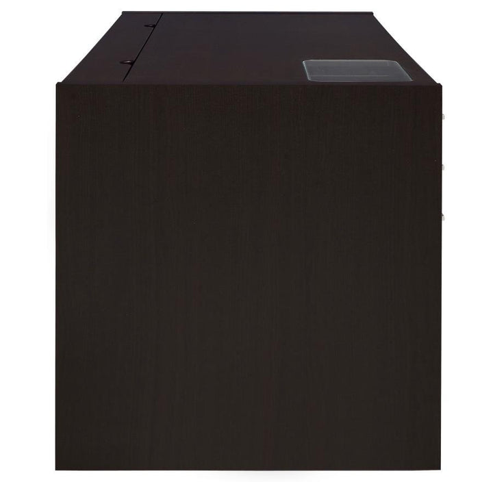 Halston - 3 - Drawer Office Computer Desk - Cappuccino Computer Desk modern furniture Contempo Furniture