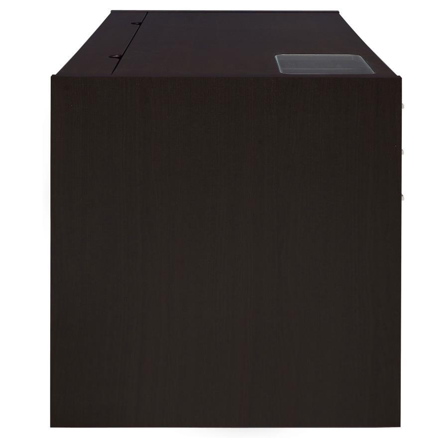 Halston - 3 - Drawer Office Computer Desk - Cappuccino Computer Desk modern furniture Contempo Furniture