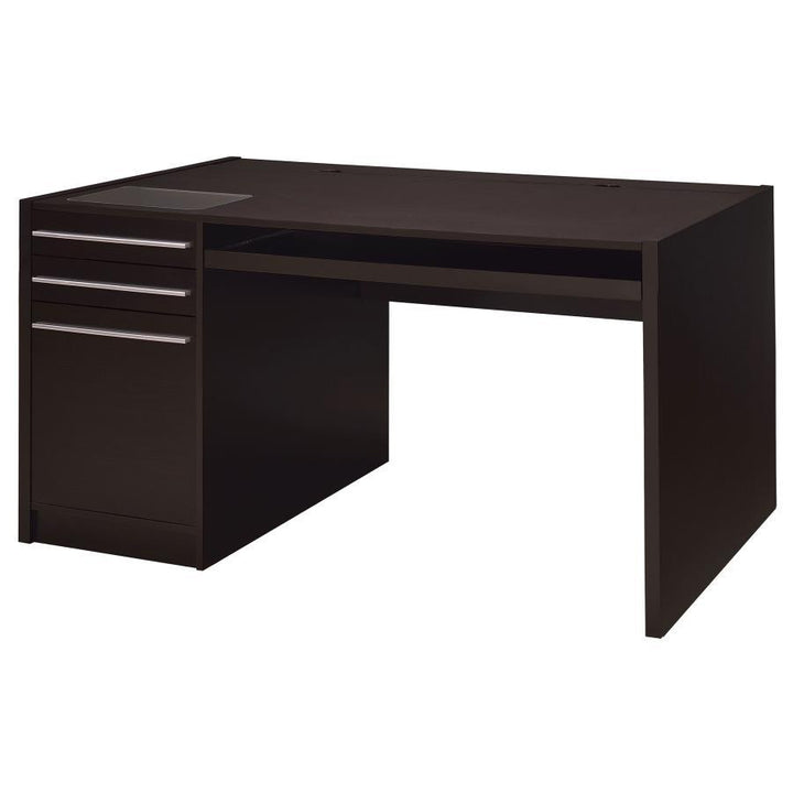 Halston - 3 - Drawer Office Computer Desk - Cappuccino Computer Desk modern furniture Contempo Furniture