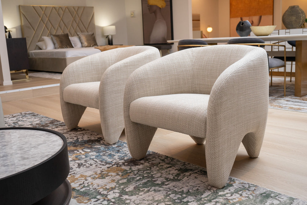 Halton - Modern Beige Fabric Accent Chair - View 2
