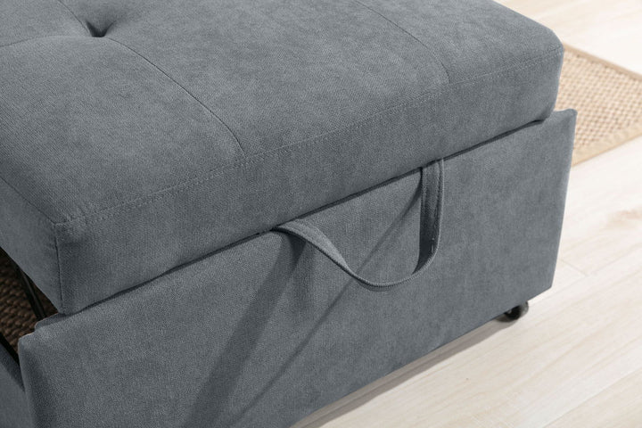 Hannah 35"W Dark Gray Woven Convertible Armchair Arm Chair modern furniture Contempo Furniture
