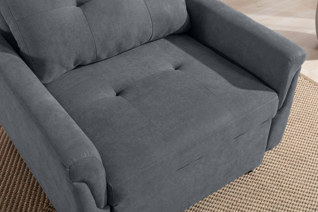 Hannah 35"W Dark Gray Woven Convertible Armchair Arm Chair modern furniture Contempo Furniture