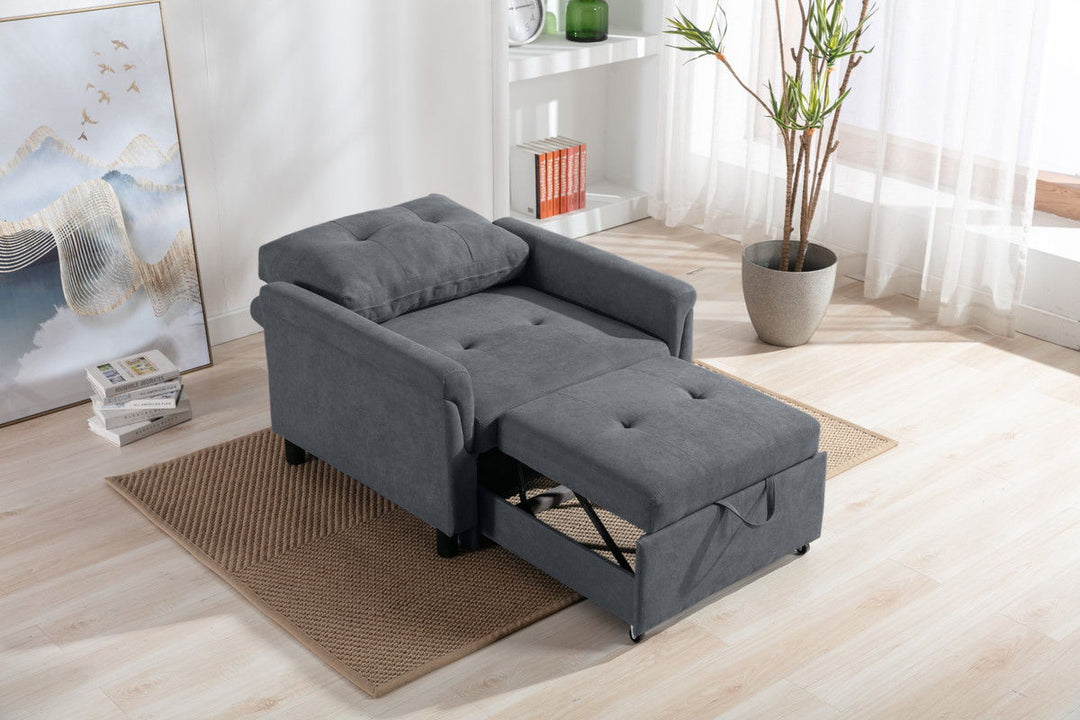 Hannah 35"W Dark Gray Woven Convertible Armchair Arm Chair modern furniture Contempo Furniture
