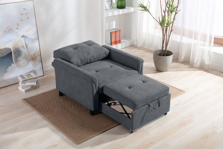Hannah 35"W Dark Gray Woven Convertible Armchair Arm Chair modern furniture Contempo Furniture