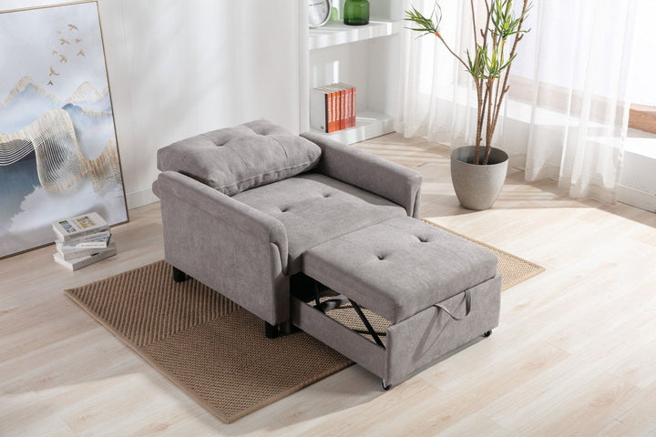 Hannah 35"W Gray Woven Convertible Armchair Arm Chair modern furniture Contempo Furniture