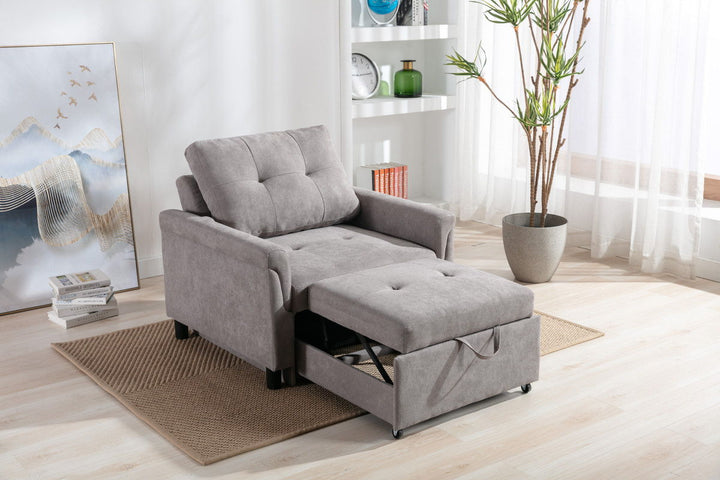 Hannah 35"W Gray Woven Convertible Armchair Arm Chair modern furniture Contempo Furniture