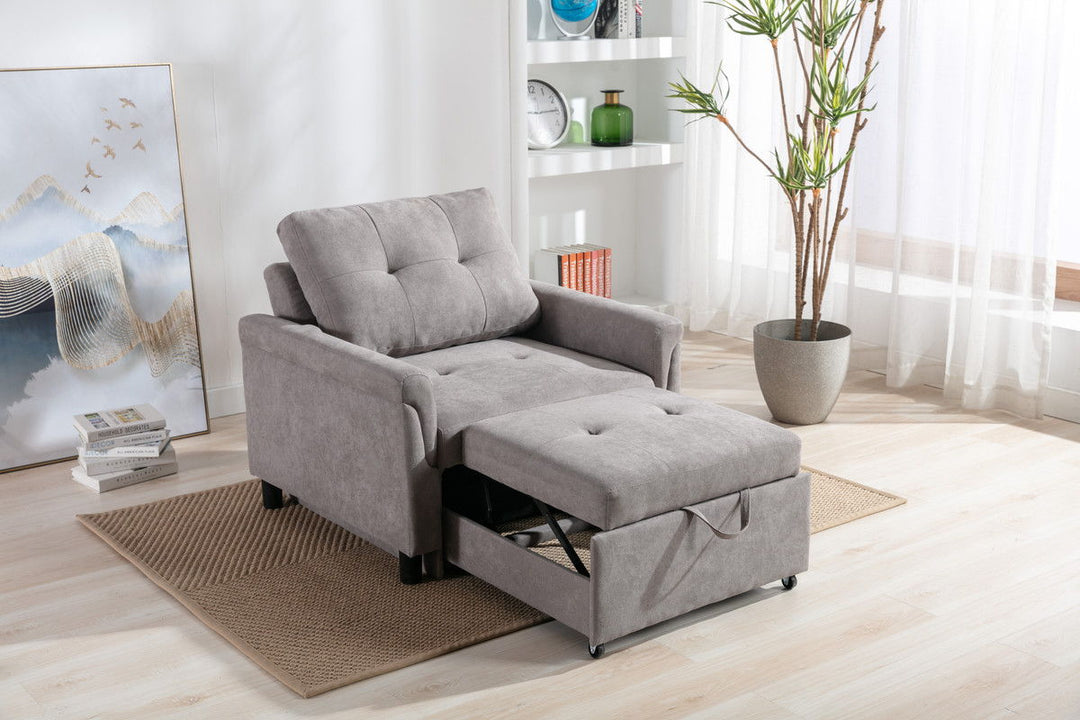 Hannah 35"W Gray Woven Convertible Armchair Arm Chair modern furniture Contempo Furniture