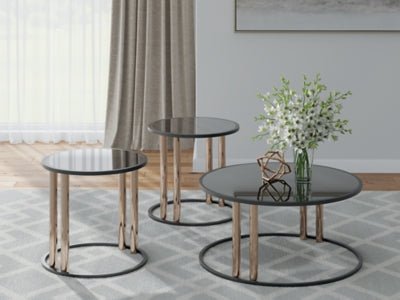 Hannerly Table (Set of 3) - Black Table Set modern furniture Contempo Furniture