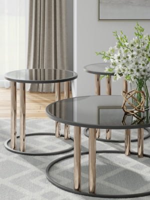 Hannerly Table (Set of 3) - Black Table Set modern furniture Contempo Furniture