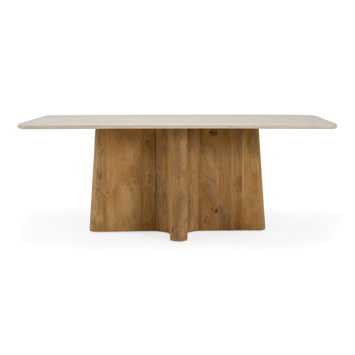 Harley - Modern Cream Marble + Mango Wood Rectangular Dining Table
