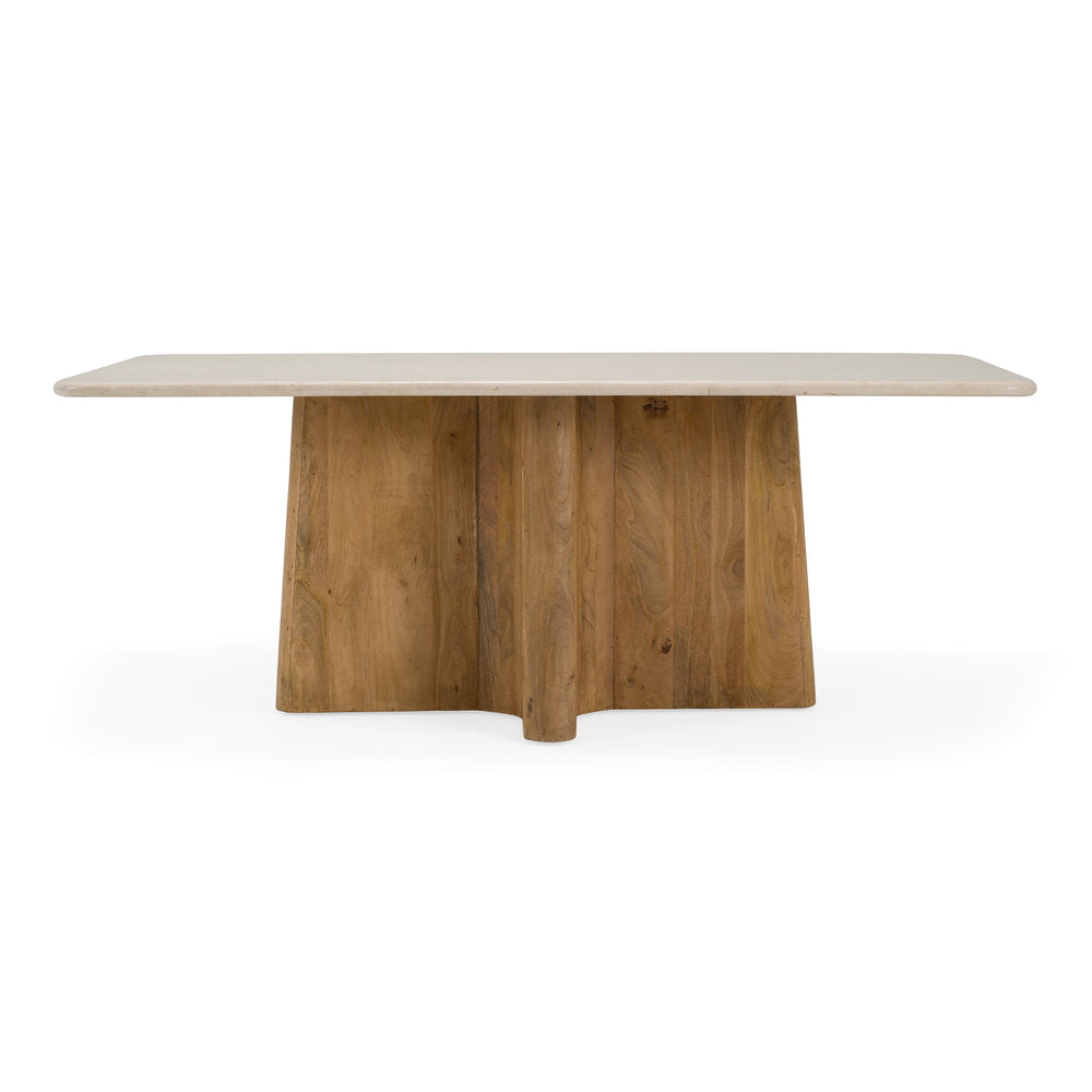 Harley - Modern Cream Marble + Mango Wood Rectangular Dining Table