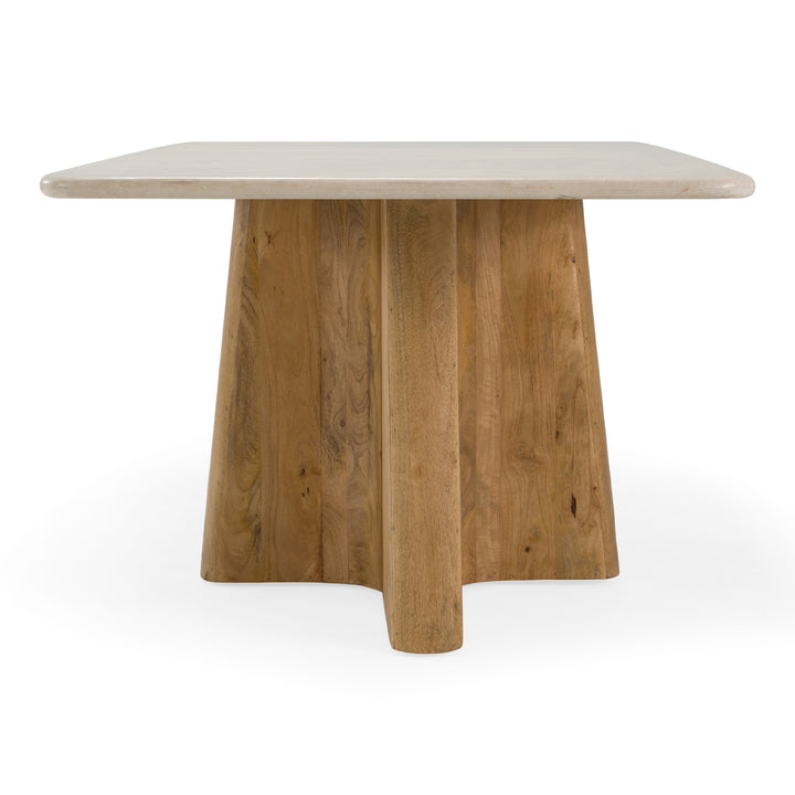 Harley - Modern Cream Marble + Mango Wood Rectangular Dining Table
