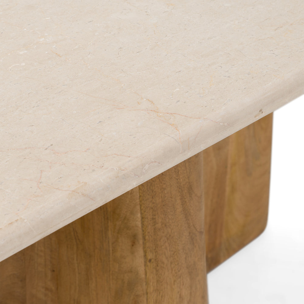 Harley - Modern Cream Marble + Mango Wood Rectangular Dining Table