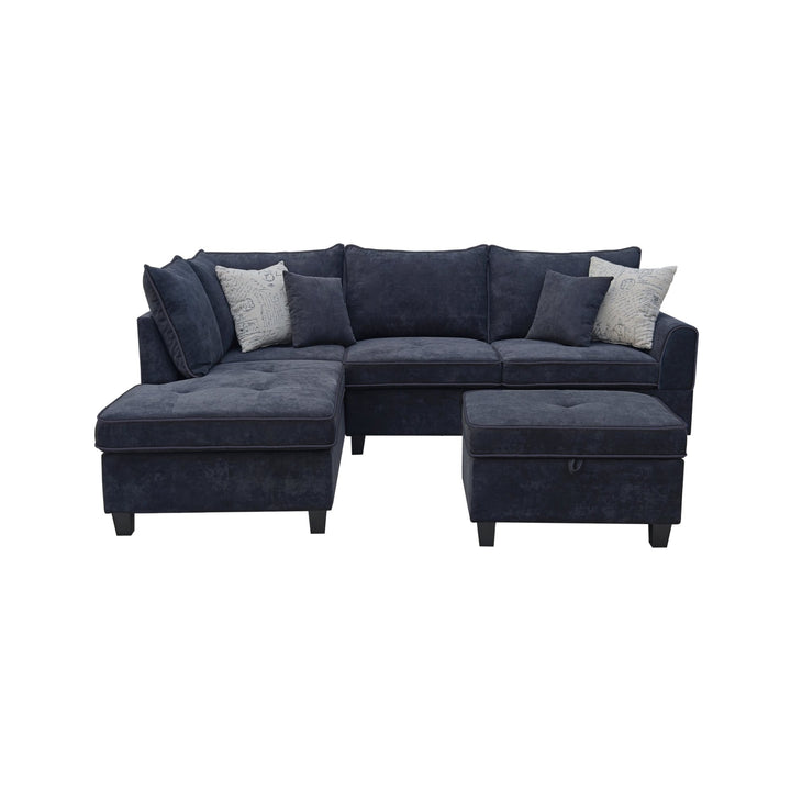 Harmony 99.5"W Black Fabric Sectional Sofa with Left - Facing Chaise and Storage Ottoman Sleeper Sectional modern furniture Contempo Furniture