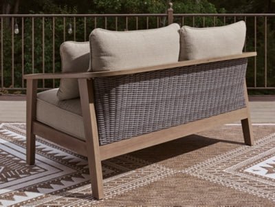 Harmony Headlands Outdoor Loveseat with Cushion - Beige Loveseat modern furniture Contempo Furniture