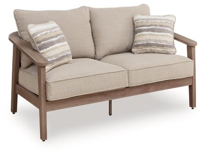 Harmony Headlands Outdoor Loveseat with Cushion - Beige | Ashley Furniture