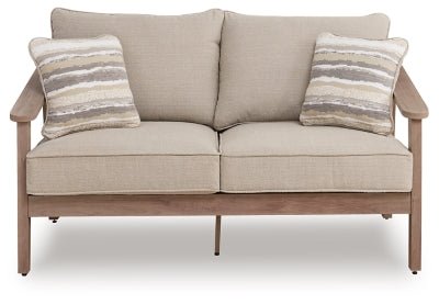 Harmony Headlands Outdoor Loveseat with Cushion - Beige Loveseat modern furniture Contempo Furniture