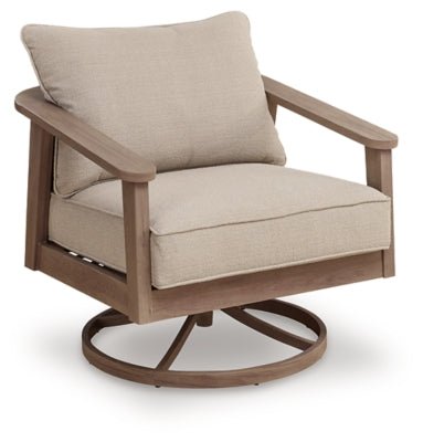 Harmony Headlands Outdoor Swivel Lounge with Cushion - Beige | Ashley Furniture