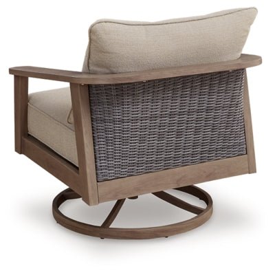 Harmony Headlands Outdoor Swivel Lounge with Cushion - Beige Swivel Chair modern furniture Contempo Furniture