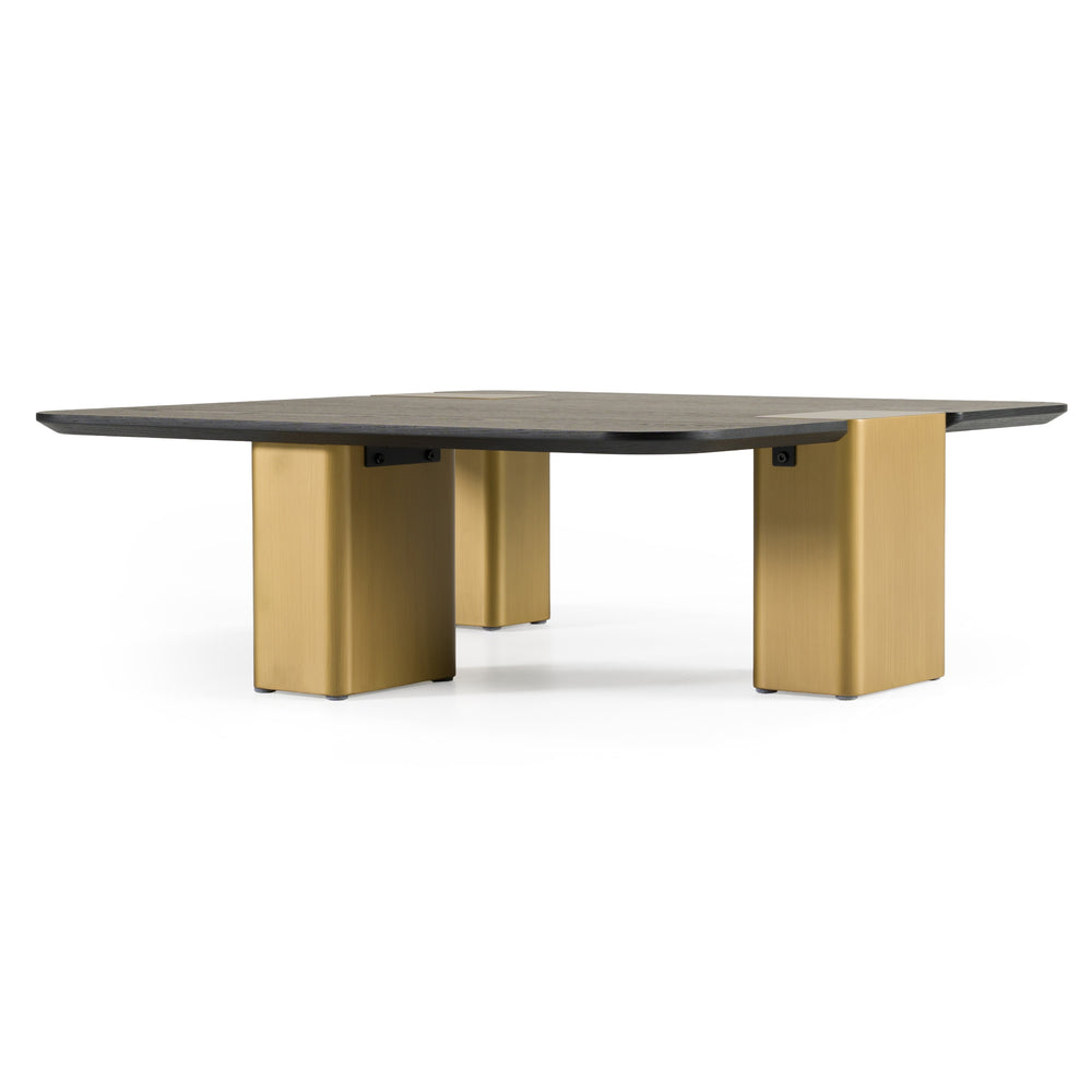 Harold - Modern Black Oak+ Brushed Gold Oak Square Small Coffee Table