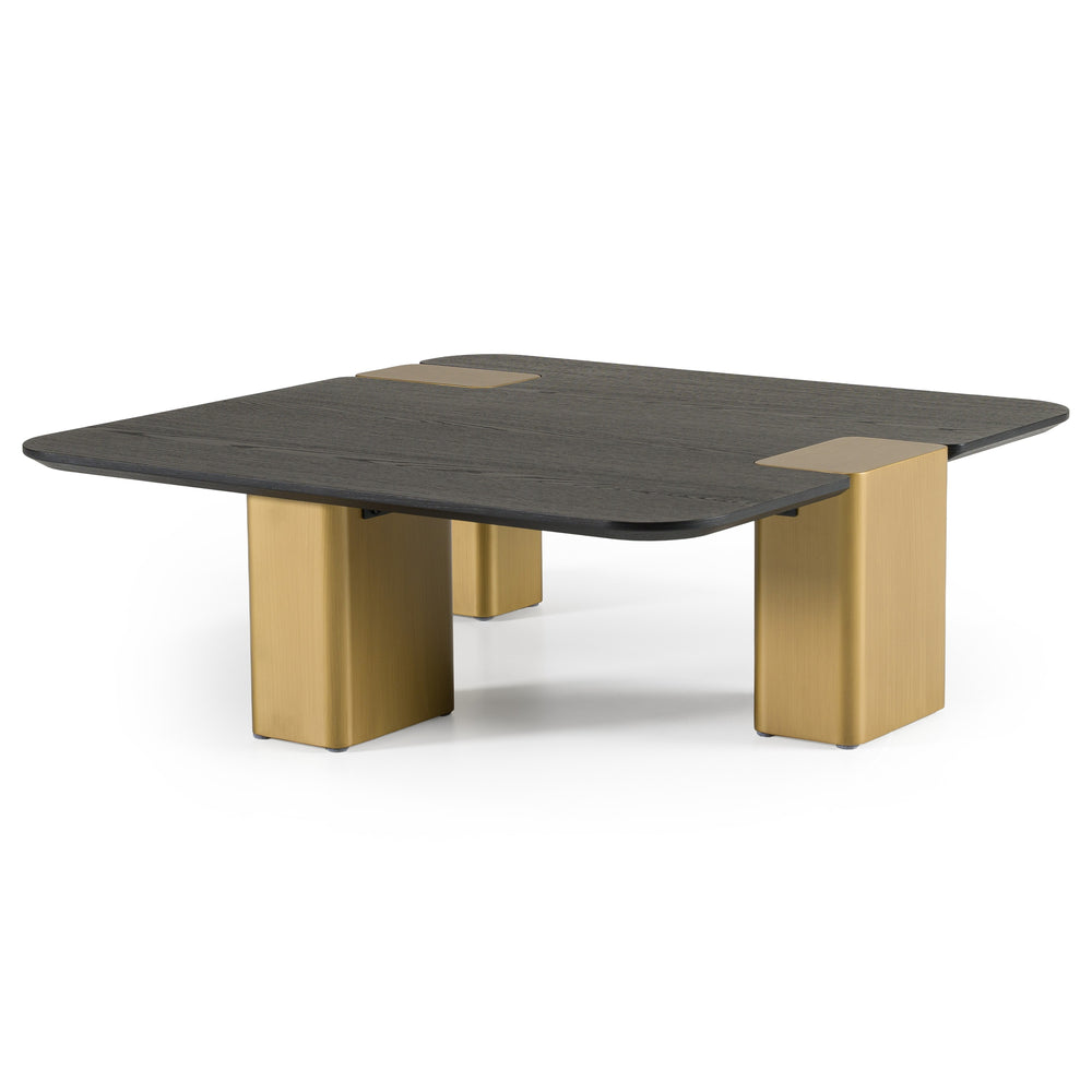 Harold - Modern Black Oak+ Brushed Gold Oak Square Small Coffee Table - View 2