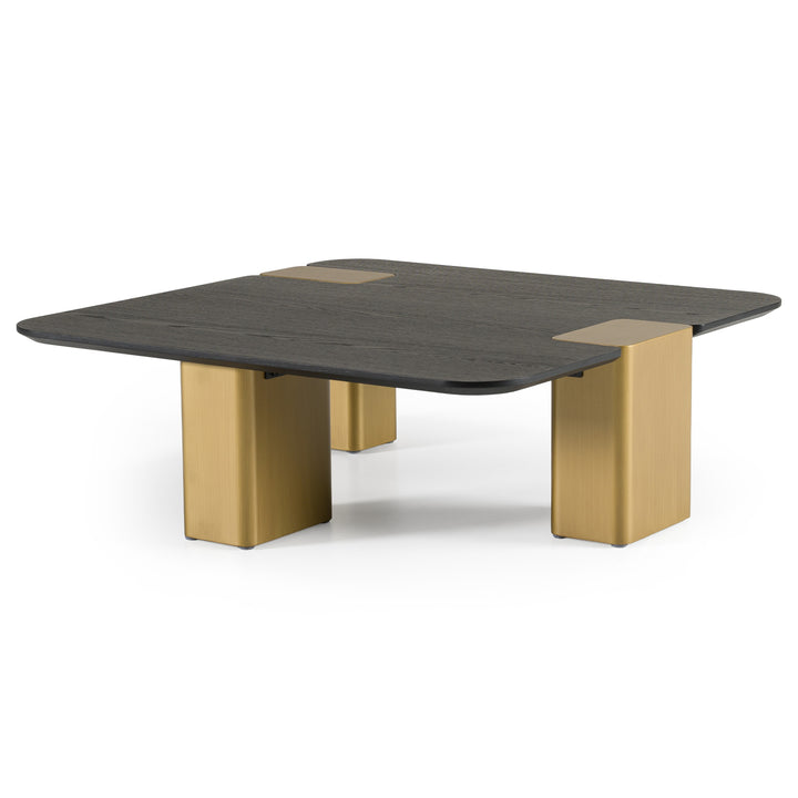 Harold - Modern Black Oak Brushed Gold Oak Square Small Coffee Table