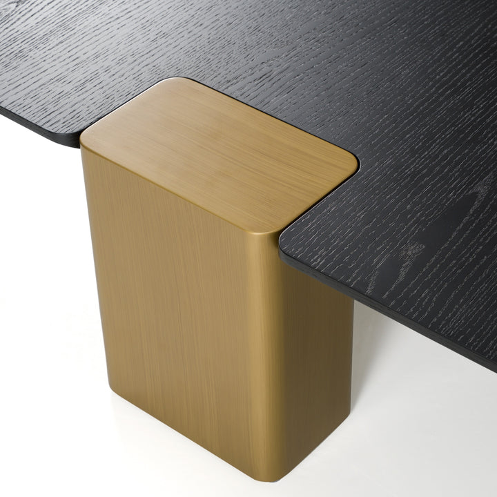 Harold - Modern Black Oak Brushed Gold Oak Square Small Coffee Table