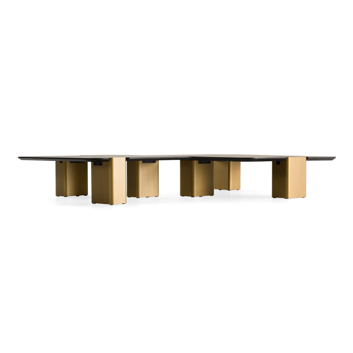 Harold - Modern Black + Brushed Gold Oak Square Nesting Coffee Table Set
