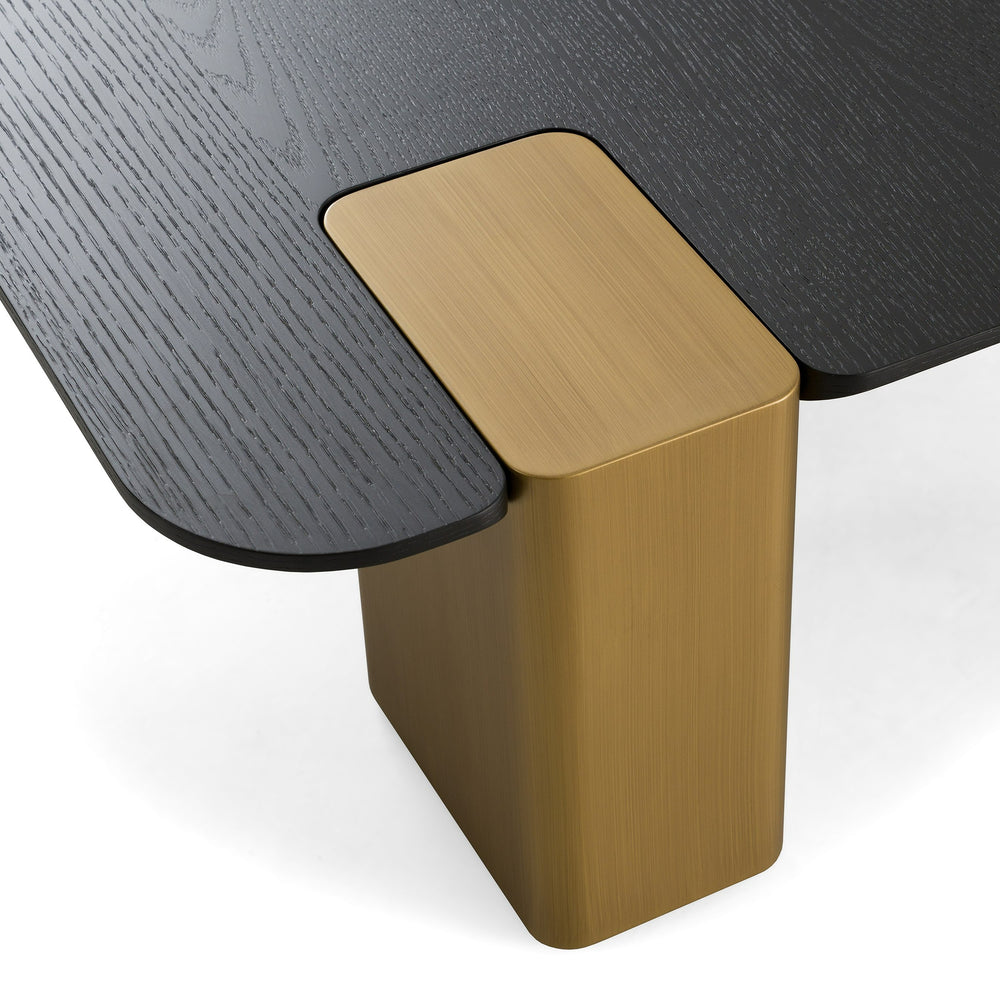 Harold - Modern Black + Brushed Gold Oak Square Nesting Coffee Table Set