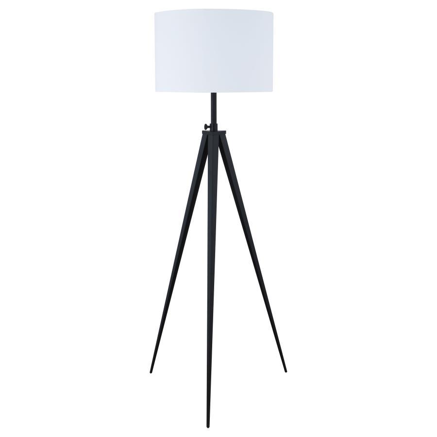 Harrington - Drum Shade Metal Tripod Floor Lamp - Black Floor Lamps modern furniture Contempo Furniture
