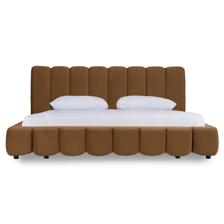 Harris  Roma - Modern Brown Fabric  Faux Travertine 4-Piece Bedroom Set