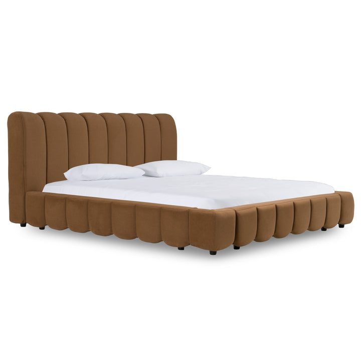 Harris  Roma - Modern Brown Fabric  Faux Travertine 4-Piece Bedroom Set