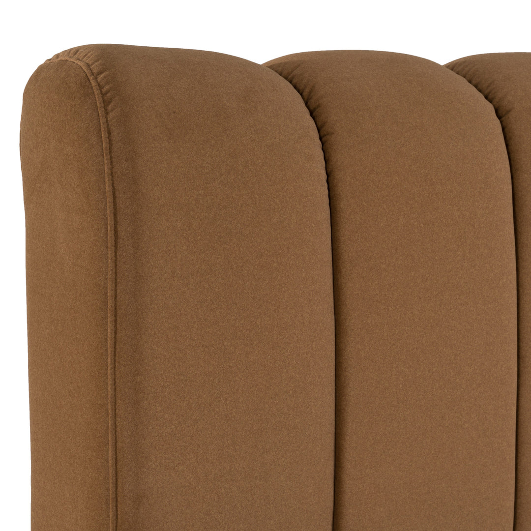 Harris + Roma - Modern Brown Fabric + Faux Travertine 4-Piece Bedroom Set