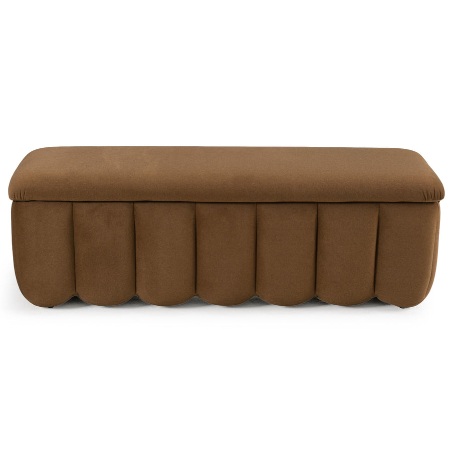 Harris - Modern Brown Fabric Bench with Storage