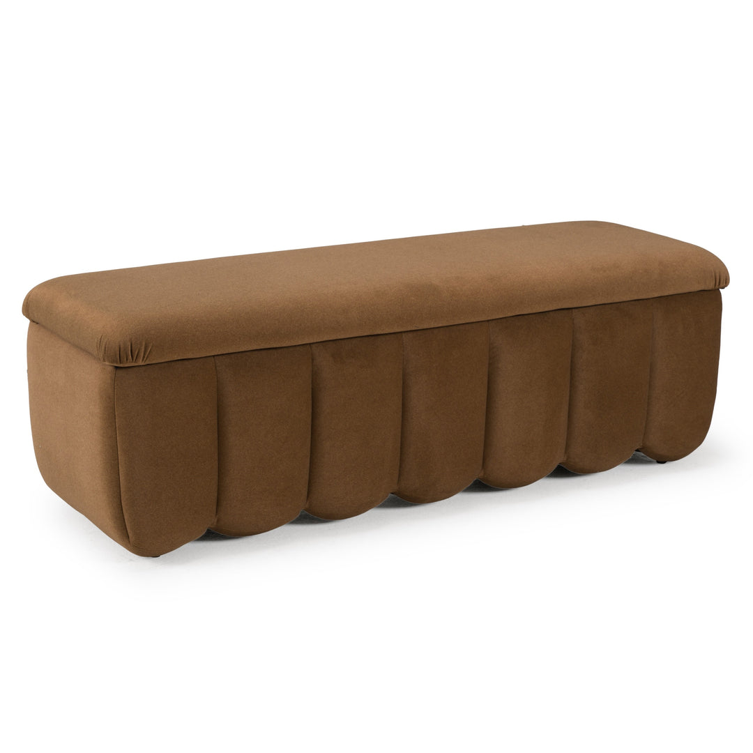 Harris  Modern Brown Fabric Bench with Storage