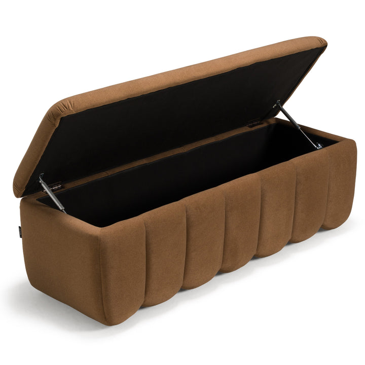 Harris - Modern Brown Fabric Bench w/ Storage