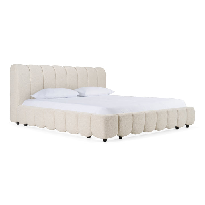 Eastern King Modrest Harris - Modern Off-White Fabric Bed