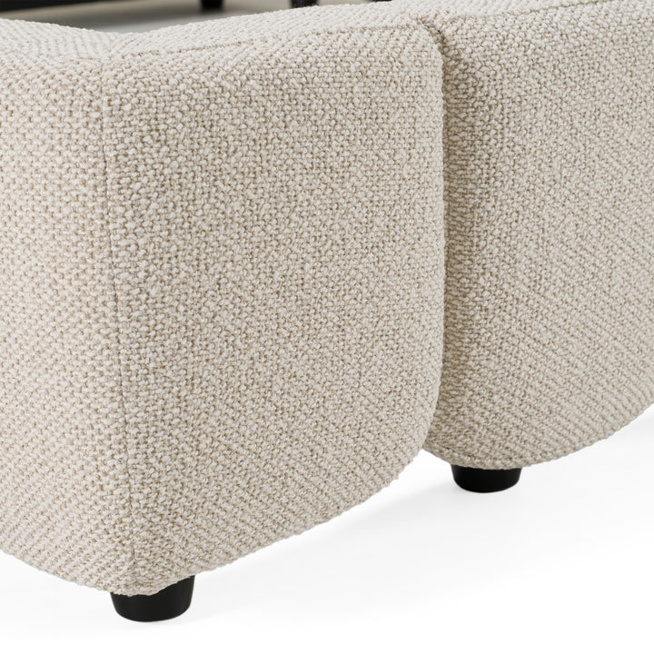 Queen Modrest Harris - Modern Off-White Fabric Bed