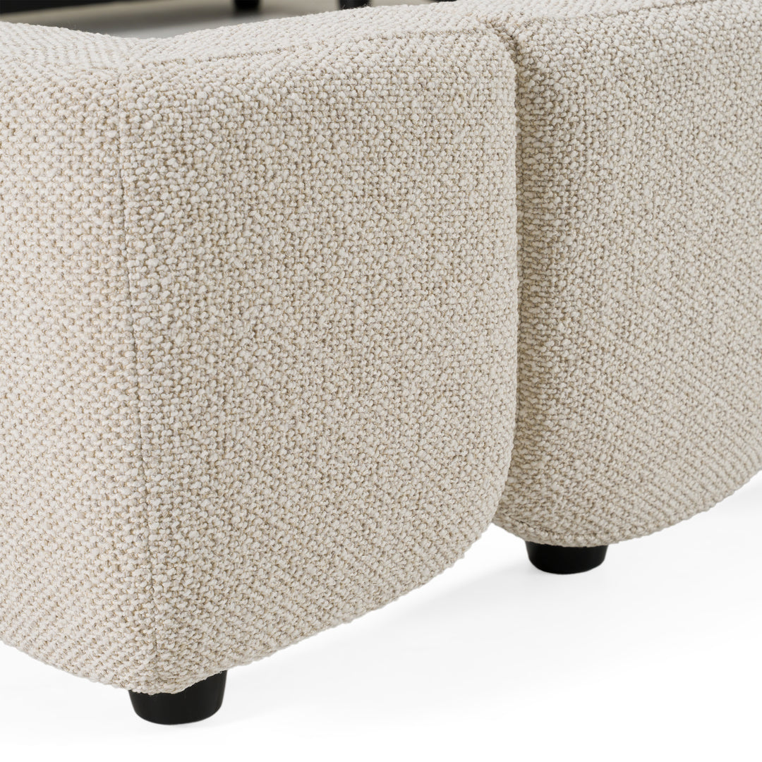 Queen Modrest Harris - Modern Off-White Fabric Bed