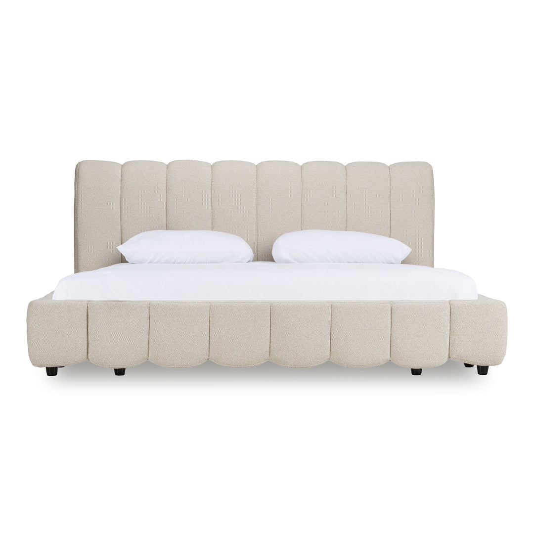 Eastern King Modrest Harris  Modern OffWhite Fabric Bed