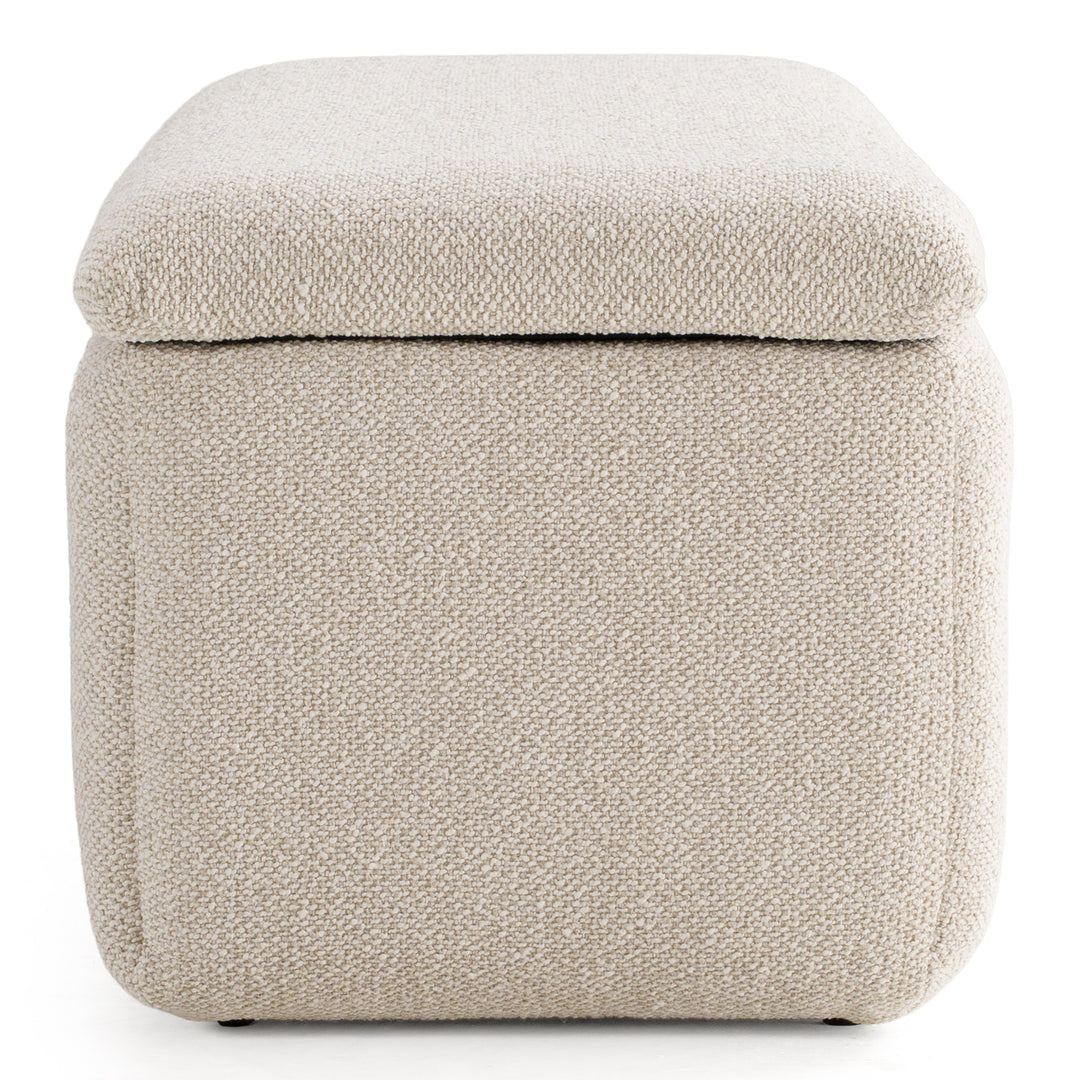 Harris - Modern Off-White Fabric Bench w/ Storage