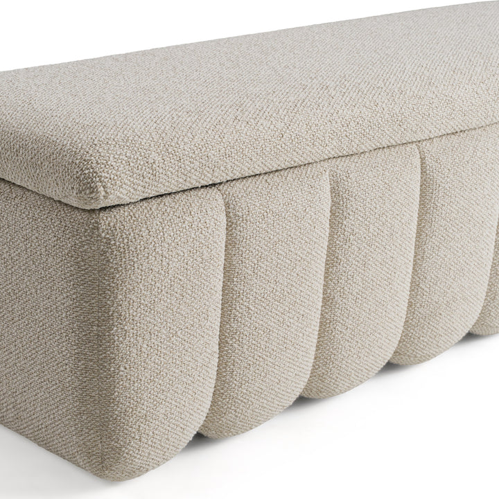 Harris - Modern Off-White Fabric Bench w/ Storage