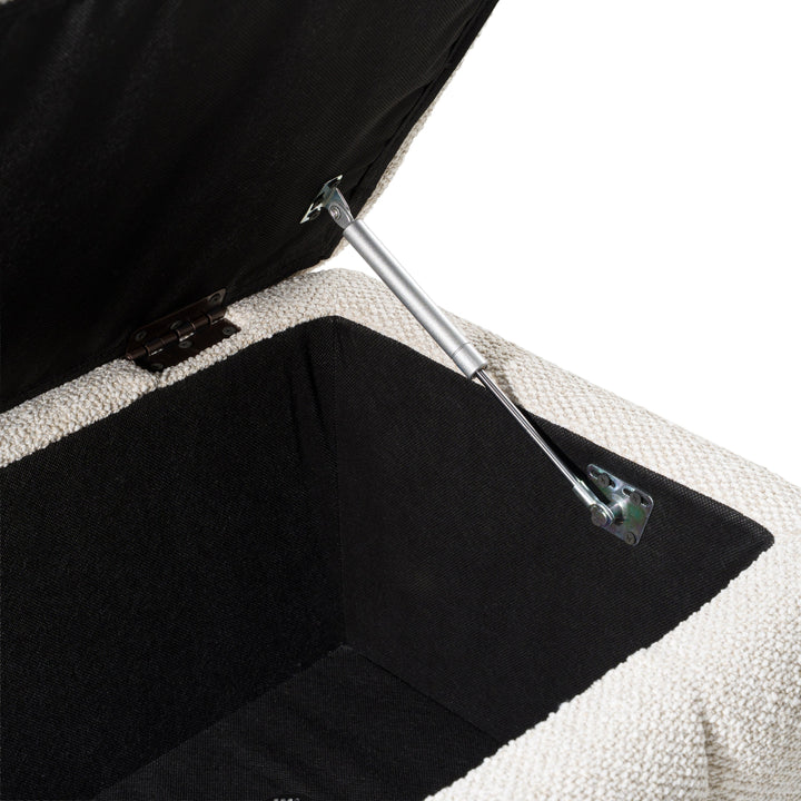 Harris - Modern Off-White Fabric Bench w/ Storage