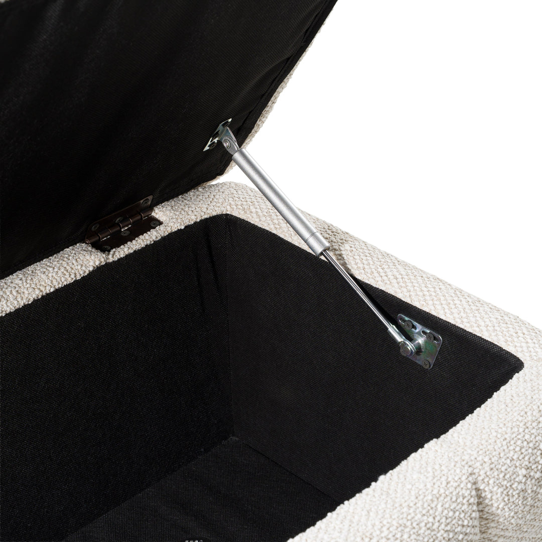 Harris - Modern Off-White Fabric Bench w/ Storage