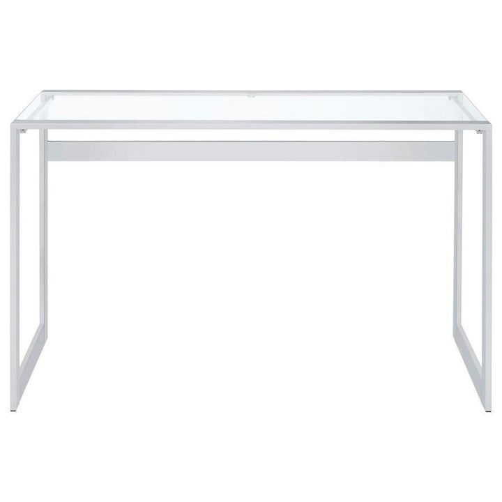Hartford - Glass Top Writing Desk - Chrome Writing Desk modern furniture Contempo Furniture