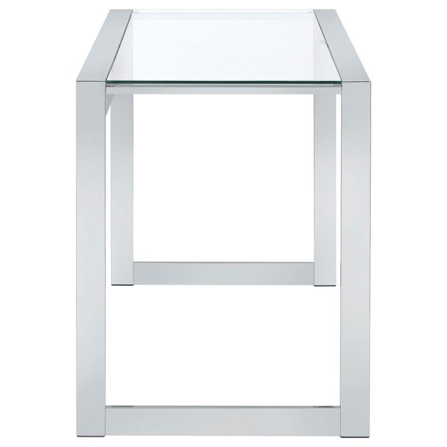 Hartford - Glass Top Writing Desk - Chrome Writing Desk modern furniture Contempo Furniture