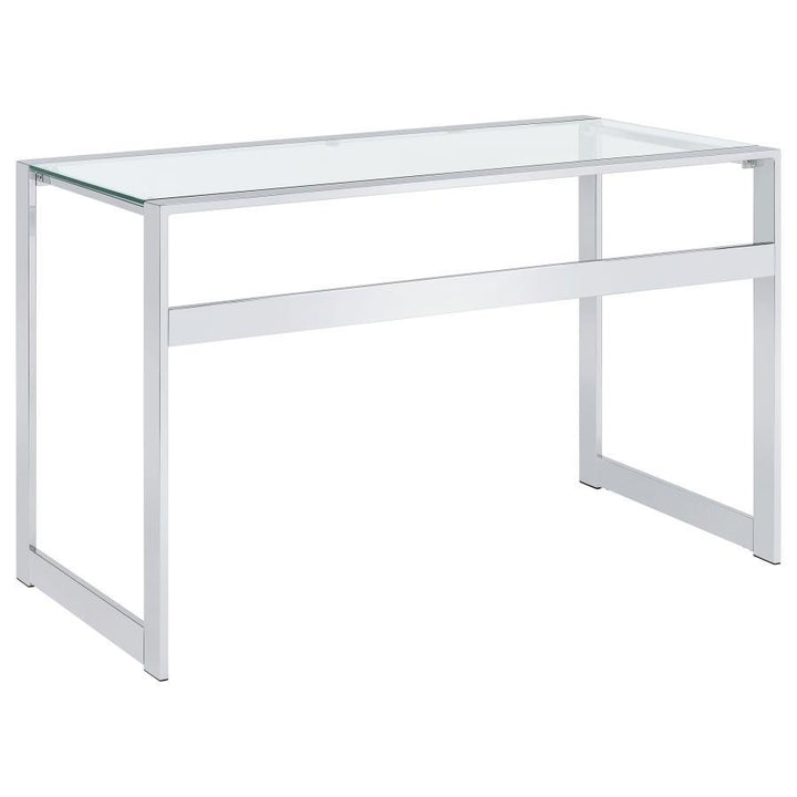 Hartford - Glass Top Writing Desk - Chrome Writing Desk modern furniture Contempo Furniture