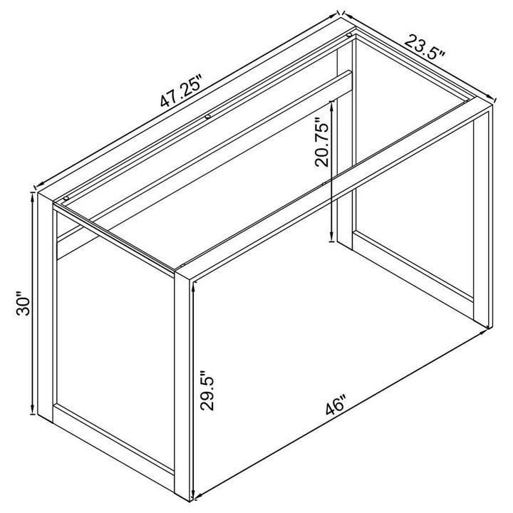 Hartford - Glass Top Writing Desk - Chrome Writing Desk modern furniture Contempo Furniture