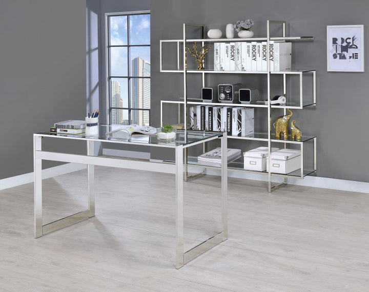 Hartford - Glass Top Writing Desk - Chrome Writing Desk modern furniture Contempo Furniture